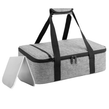Imagem de Bolsa de transporte de caçarola isolada para alimentos quentes e frios, sacos de lanche portáteis mantêm contanier térmico e resfriado, carregando assadeira de 28 x 38 cm, caixas de transporte para