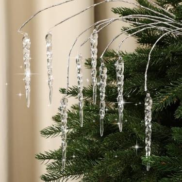 Imagem de Seenelling 4 peças, 8 peças, palitos de gelo de Natal de 19,7 polegadas, decorativos para árvore de Natal, palitos de cristal, galhos de gelo, ornamentos para guirlanda de casamento, festa de inverno