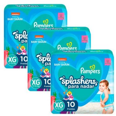 Imagem de Kit 3 Fraldas Descartáveis Pampers Splashers Piscina XG 10 Unidades