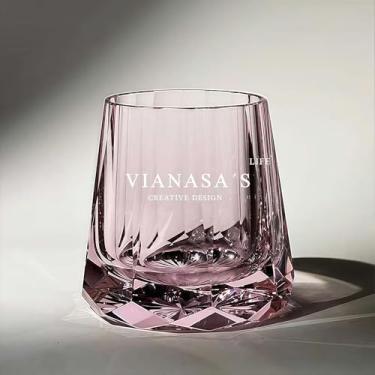 Imagem de suigetsu Copo de uísque de cristal cortado à mão estilo Edo 250 ml Copos de uísque -Cocktail-Vodka-Beer Copos para bebidas em carrinho de presente (rosa bebê)