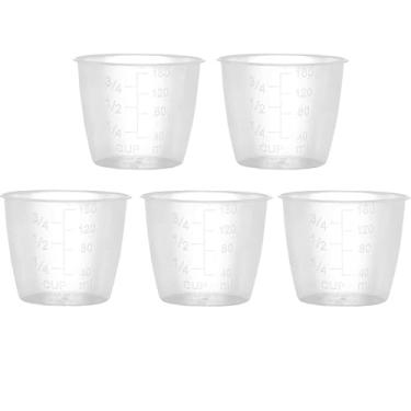 Imagem de 5 peças de copo medidor de arroz transparente de plástico, utensílios de substituição para copos medidores de máquina de lavar roupa - para medição de ingredientes secos e líquidos de cozinha (160 ml)