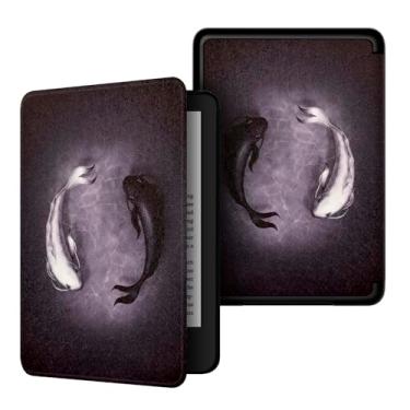 Imagem de Akacy Capa com padrão pintado para o novo Kindle paperwhite de 6,8 polegadas (11ª geração - versão 2021) - capa leve de couro PU com hibernar/despertar automático para Kindle 11ª geração 2021 e-reader