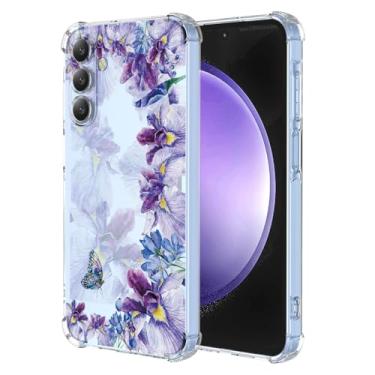 Imagem de WEIOUHR Capa para Galaxy S23 FE Samsung S23FE design de impressão de íris TPU macio transparente, resistente a choques e arranhões, capa protetora leve, para Samsung Galaxy S23 FE (roxo íris)