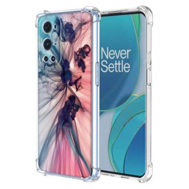 Imagem de WEIOUHR Capa para OnePlus 9 Pro Capa de telefone TPU macio transparente, design de padrão abstrato, resistente a choques e arranhões, leve, para OnePlus 9 Pro (azul escuro rosa)