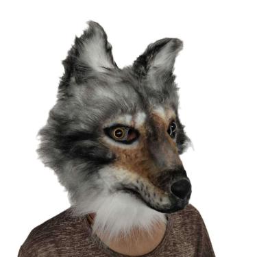 Imagem de Máscara realista de lobo de cabeça cheia, cosplay de animais de Halloween