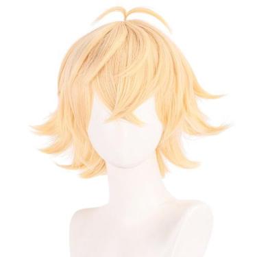 Imagem de Peruca de cosplay curta loira de 30 cm em estilo espetado para adolesc