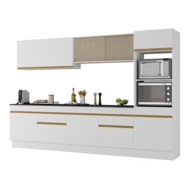 Imagem de Armário De Cozinha Completa 5 Peças Com Rodapé Mp2175 Made Multimóveis Branco/dourado Branco/dourado