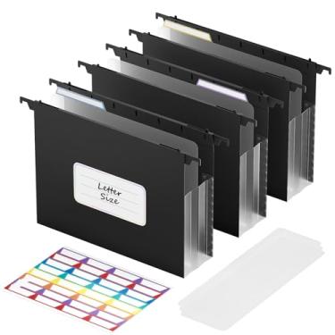 Imagem de ABC life Pastas de arquivo suspensas expansíveis de plástico, pasta sanfonada reforçada de 8 cm, grande capacidade, tamanho carta para arquivamento de impostos, faturas - 3 peças