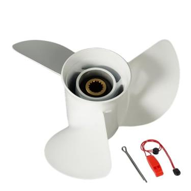 Imagem de QIKIRUO Hélice de barco 13 x 19-K compatível com Yamaha 50HP/60HP/70HP/75HP/80HP/85HP/90HP/115HP/130HP Suporte externo de alumínio, dente de 15 estrias, prensado no cubo de borracha, RH