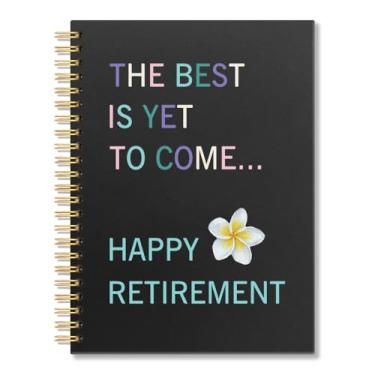 Imagem de Vgrti Caderno espiral The Best Is Yet To Come Happy Retirement para escritório escolar, presente divertido de colega de trabalho deixando presentes para mulheres amantes de flores Plumeria, presentes
