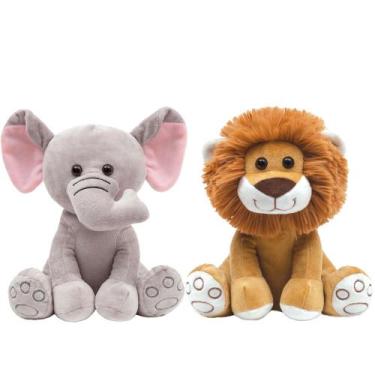 Imagem de Pelúcias Safari Buba Decoração de quarto Brinquedo para Bebês Leão e E