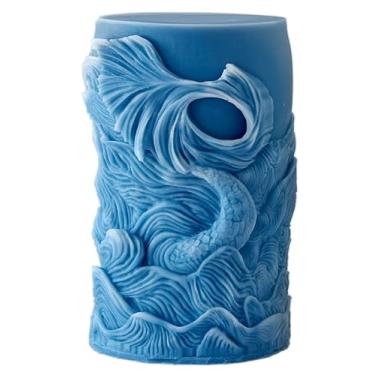 Imagem de Vela cilíndrica animal oceano e molde de resina – moldes de silicone de fundição de resina para decoração de casa e fabricação de velas, molde espiral ondulado