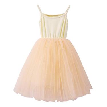 Imagem de LYXIOF Vestido tutu infantil para bebês meninas tule sem mangas vestido de festa princesa, Champanhe, 9 Meses