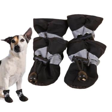 Imagem de Sapatos de cachorro - 4 Anti-Slip Pet Shoes | Botas de chuva para cães com cordão ajustável, de pata antiderrapante respirável e macio para cães e gatos pequenos e médios