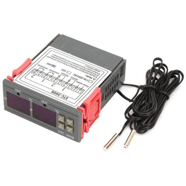 Imagem de Controlador de Sensor de Temperatura, Sonda Ntc Dupla Display Duplo Stc 3008 Com Revestimento de Plástico para Estufa de Geladeira Agrícola (24V)