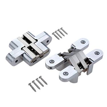 Imagem de 2 pcs 304 dobradiças escondidas de aço inoxidável invisível Dobradiça de porta dobrável invisível para hardware de móveis de cozinha com parafusos YYDFPIIA (Color : 25x118mm)
