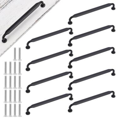Imagem de OLYCRAFT Pacote com 10 puxadores de armário vintage de 17,8 cm preto resistente ferragens para armários antigos puxadores de móveis antigos puxadores de liga sólida para armário gaveta cômoda