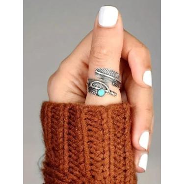 Imagem de Anéis de ouro grossos para mulheres, anéis de noivado empilháveis de moissanita, conjunto de joias turquesa boêmia, presentes de amizade, presentes de amizade para mulheres dia dos namorados, Medium