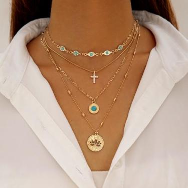 Imagem de Colar em camadas para mulheres, colar em camadas douradas, corrente de osso de cobra de camada dupla, joias modernas, presentes, presentes de Natal, amizade, presentes para mulheres, dia dos namorados