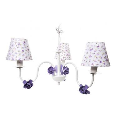 Imagem de Lustre 3L Simples 6 Flores P Lilás Quarto Bebê Infantil - Potinho de m