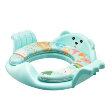 Imagem de oshhni Assento sanitário infantil estável, compatível com a maioria dos vasos sanitários, com protetor de assento confortável para banheiro doméstico ou de, Azul