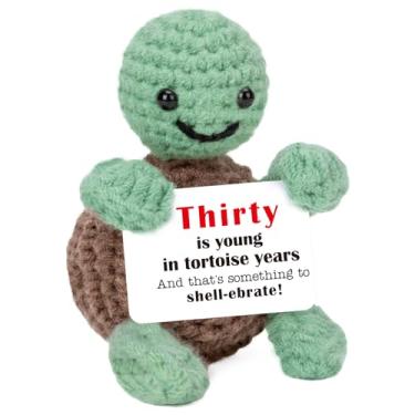 Imagem de Mini Funny Turtle 30th Happy Birthday Gifts With Card For Women Men, Handmade Crochet 1995 Birthday Decorations For Her Him, Inspirational Bday Gift For Sister Best Friend Daughter Son Husband Wife