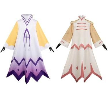 Imagem de BAEHEU Fantasia masculina para cosplay branca, manto dourado, roupão, vestido com luvas, Halloween