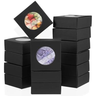 Imagem de ADLABLD 150 caixas pequenas de sabão com janela para embalagem de sabão caseiro, embalagens de sabão preto de 7,6 x 7,6 cm, caixas de presente para sabonetes caseiros, chocolate doce, biscoitos de