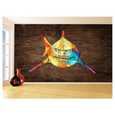 Imagem de Papel De Parede Animais Pop Art Tubarão Cores 3,5M Pxa571 - Você Decor