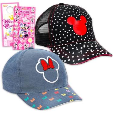 Imagem de Minnie Mouse Hat Set - Bundle with 2 Disney Caps for Adults, Women Plus Stickers, More | Minnie Mouse Baseball Hats for Adults