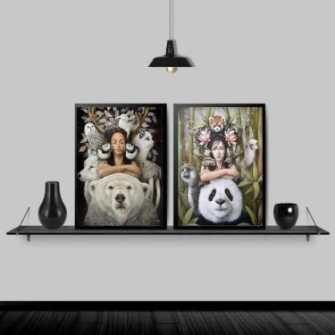 Imagem de Quadros Sagrado Feminino Moldura Branca 24X18Cm 2 Peças - Quadros On-L