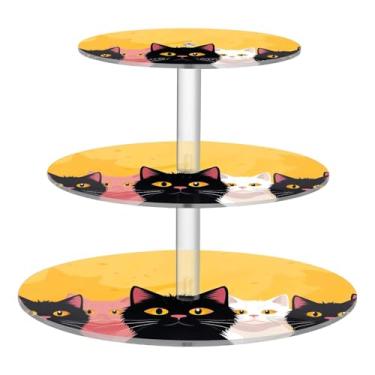 Imagem de Blueangle Suporte redondo de cupcake de 3 camadas – Torre de sobremesa acrílica fileira de gatos, suporte de sobremesa em camadas antiderrapante para chá de bebê, aniversário, festa de casamento (454)