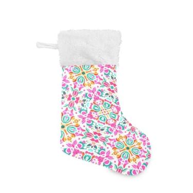 Imagem de GakkiGii Meias de Natal grandes com padrões requintados, decoração de Natal suspensa para parede de árvore de lareira, 45 x 31 cm