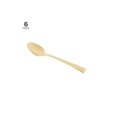 Imagem de Conjunto de 6 Colheres de Café Wolff Berna de Aço Inox Dourado