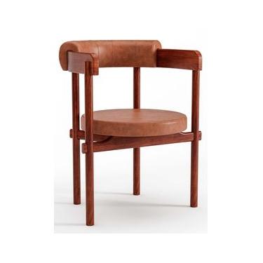 Imagem de Cadeira De Madeira Cavalet Com Assento e Encosto Estofado 62 x 79 x 57 cm (L x A x P) - Cor Castanho Tecido Corino Caramelo 133B