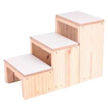 Imagem de Escadinha Escada 3 Degraus Reforçada Maca Depilação Madeira - Bisbel