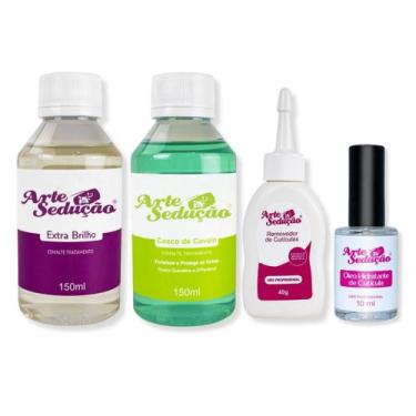 Imagem de Kit Extra Brilho Base Casco de Cavalo Óleo e Creme Cutícula Manicure U