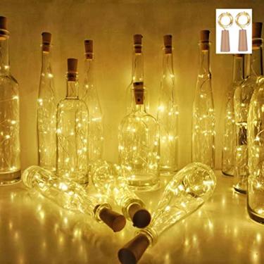 Imagem de Luzes de Garrafa Vinho com Cortiça 2 Pacotes 40 LED Operadas por Bateria Fada em Cordoalha para Decoração Festa DIY Halloween Casamento Decorativas Internas Alta Brilho e Baixo Consumo Energia