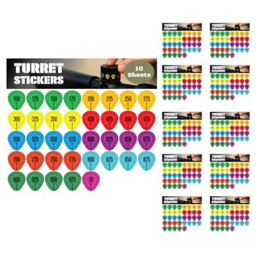 Imagem de VALUE PLUS 10 folhas de adesivos de torreta de mira de rifle - adesivos de narcóticos para tiro e caça de longo alcance - As etiquetas de torre se encaixam na maioria das tampas de mira