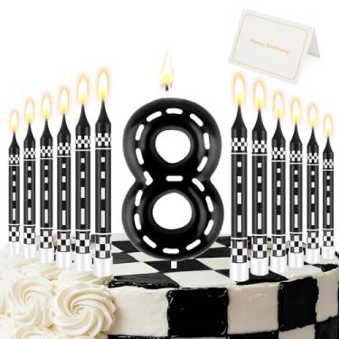 Imagem de Vela número de vela de aniversário de corrida (número 8, preta)