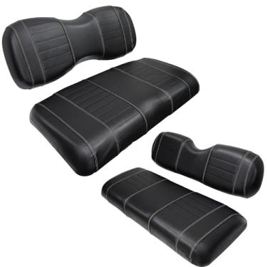 Imagem de SHUNCHENXIANG Kit de capas de assento de carrinho de golfe com 4 peças para Yamaha G29/Drive/Drive 2 2007+, costura preta, respirável, lavável, destacável e fácil de limpar