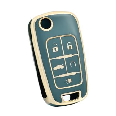Imagem de OFF WE GO Capa para chaveiro Chevy, capa de proteção de TPU macio para Chevrolet Buick Encore Equinox Camaro Cruze Malibu Sonic Volt Spark Impala Allure Acessórios de chave de carro inteligente (azul