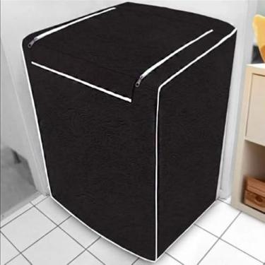 Imagem de Capa Para Máquina de Lavar, PVC Flanelado Antimofo, Preto, 89x60x60cm, Compatível com Brastemp, Consul, Electrolux