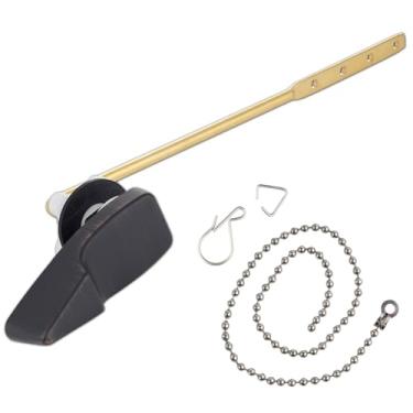 Imagem de Kit de substituição de alça de vaso sanitário de metal para montagem frontal universal compatível com vaso sanitário padrão americano/Mansfield/Gerber/TOTO/Kohler, alavanca de descarga de tanque de