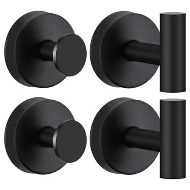 Imagem de DAIHONGSAFI Pacote com 4 ganchos de ventosa para chuveiro – Ganchos de toalha de aço inoxidável para banheiro, ganchos de chuveiro removíveis para banheiro, espelho, janela, vidro, parede, roupão