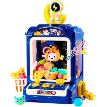 Imagem de Mini Máquina de Ursinhos Pelúcia com Garra Recarregável – Brinquedo Estilo Fliperama com Prêmios, Luz e Som | Diversão Infantil e Decoração +3 Anos| Azul