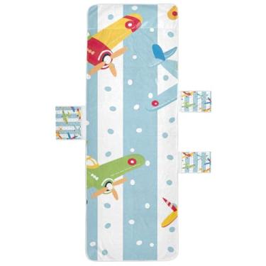 Imagem de STAYTOP Linda capa de toalha de cadeira de avião de desenho animado, capa de espreguiçadeira macia, capas de cadeira de praia com bolsos para jardim ao ar livre, pátio, pátio, banhos de sol, gramado