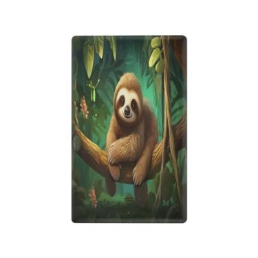 Imagem de Wassud Placa de cobertura de interruptor de luz preguiça no ramo, capas de tomada de interruptor único, placa de parede, decoração de casa, sala de estar, quarto, decoração