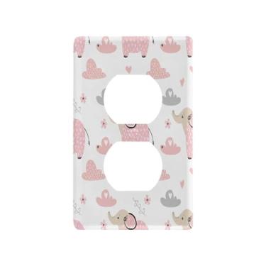 Imagem de Wassud Elefantes Interruptor de Luz Placa Decorativa para Tomadas Elétricas Duplex 4,53 x 2,76 Polegadas