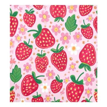 Imagem de Qilmy Capa magnética de morangos e flores para máquina de lavar louça, 58 x 66 cm, capa decorativa para geladeira para porta frontal, adesivo, máquina de lavar, painel de geladeira, decalque para